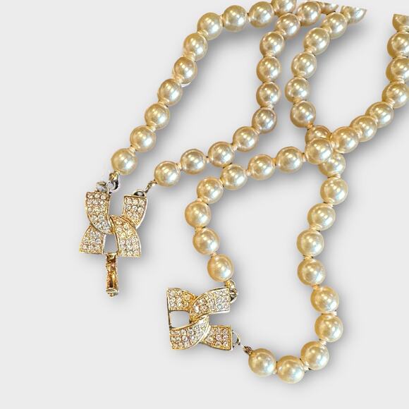 KJL Kenneth Jay Lane Vintage Double Strand Pearl Style Necklace - Picture 8 of 8